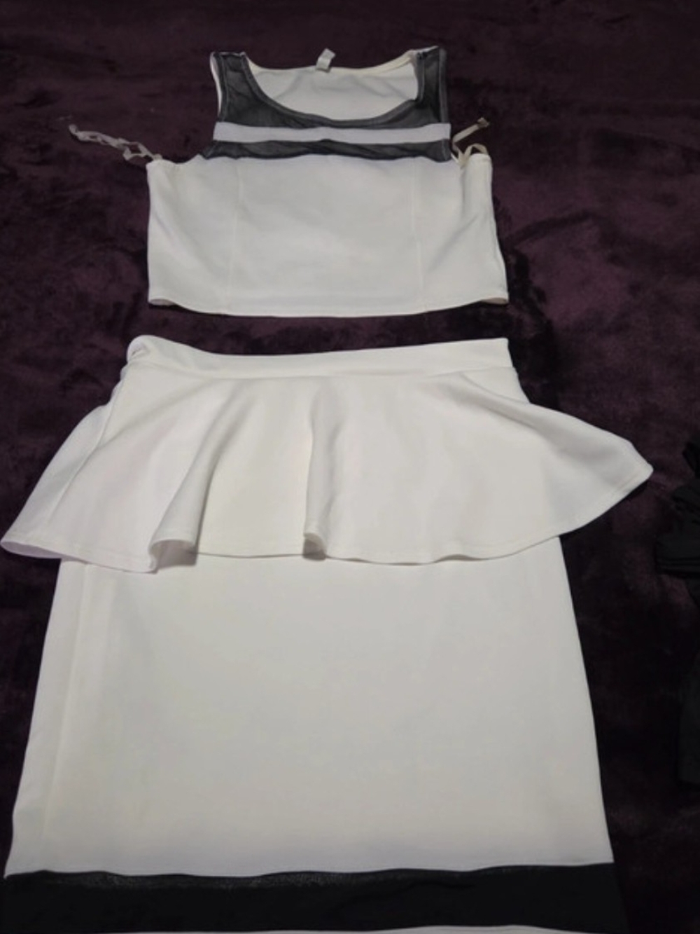ambition White Peplum Midi Dress with Black Trim